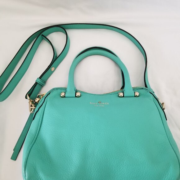 Kate Spade Soft Pebbled Leather Green Satchel Purse Charles Street - Picture 3 of 8